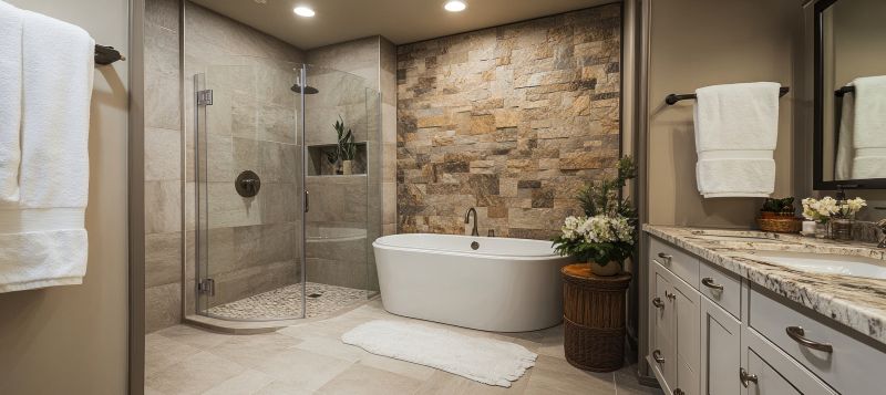 Elegant bathroom with natural stone accents